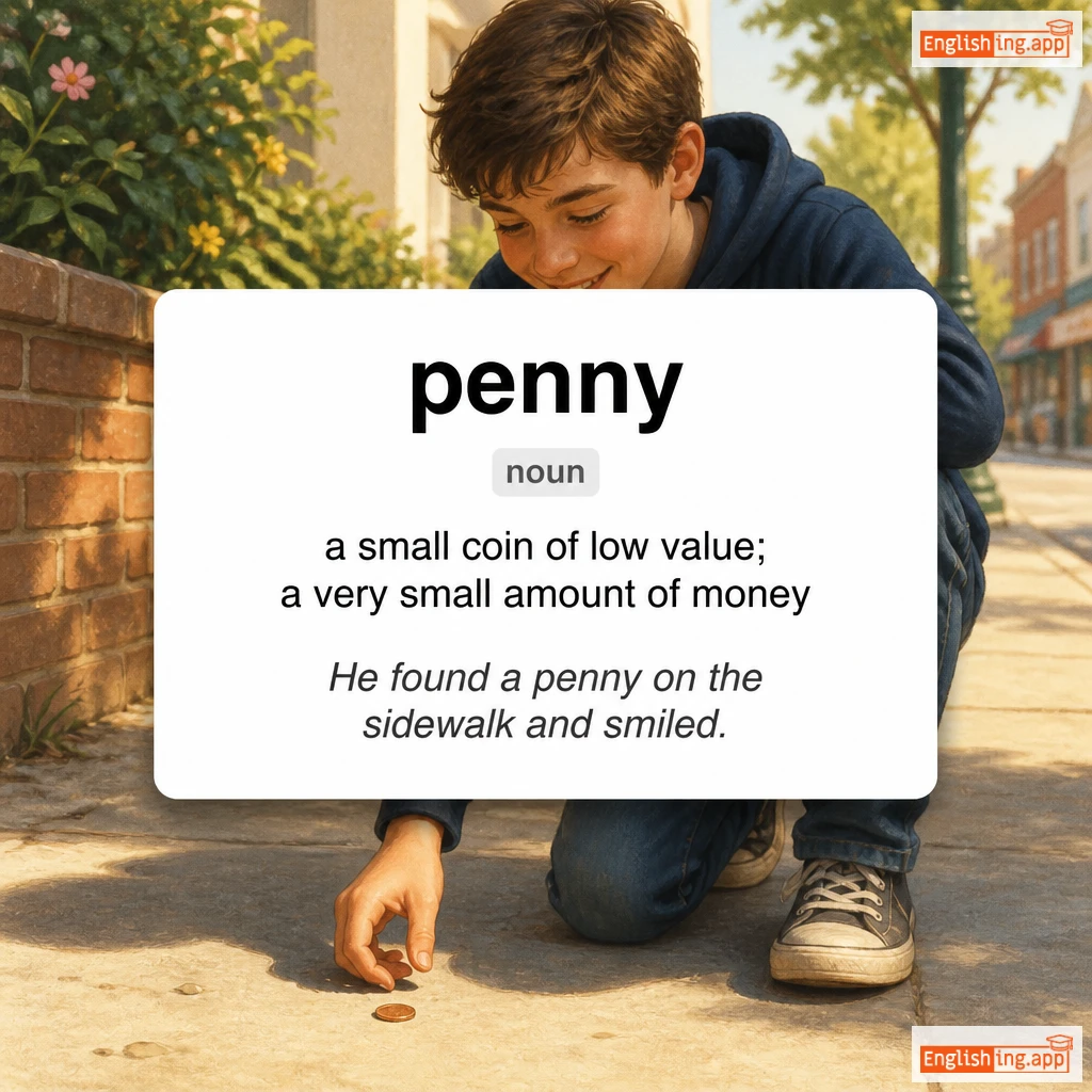 penny definition card — visual illustration of the meaning