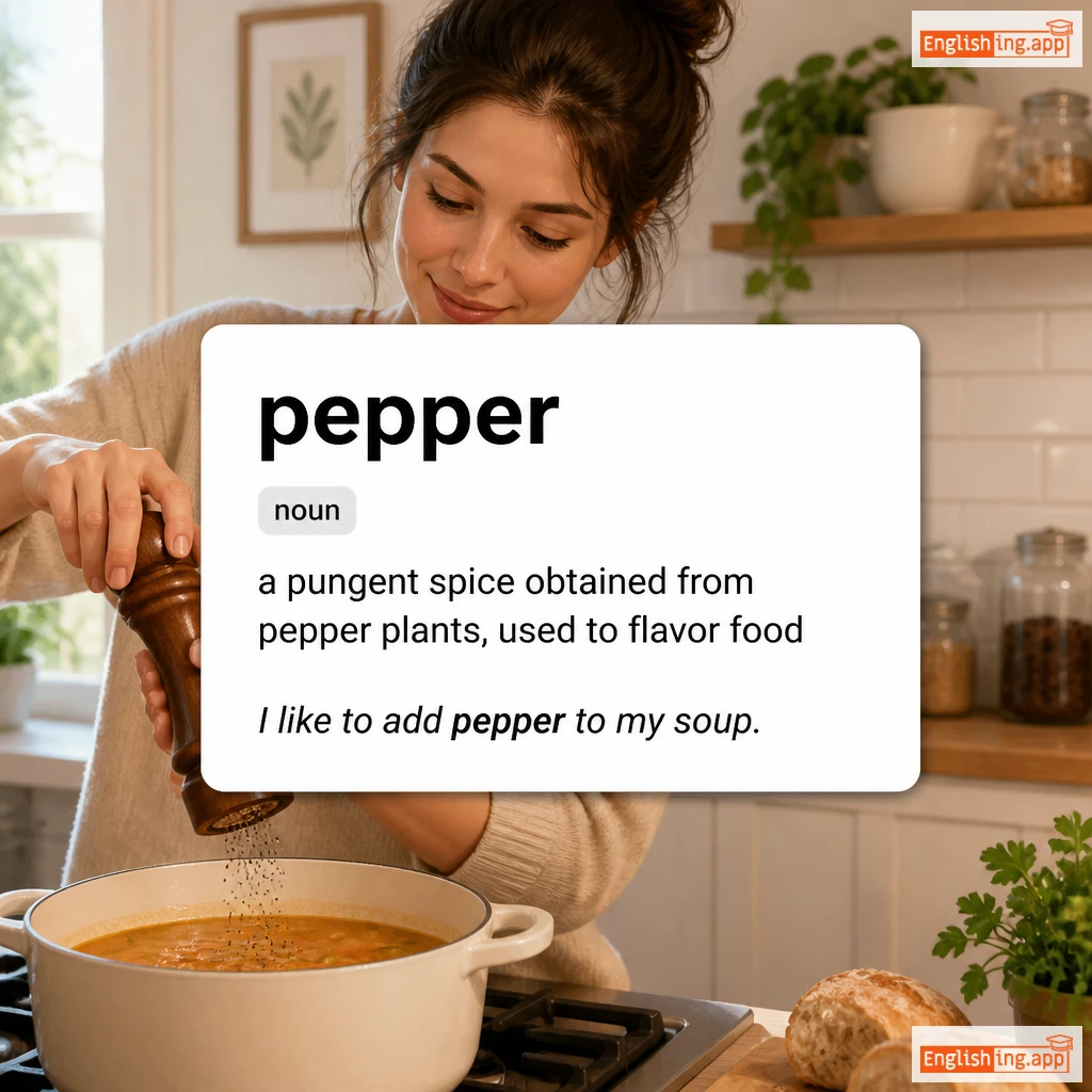 pepper definition card — visual illustration of the meaning