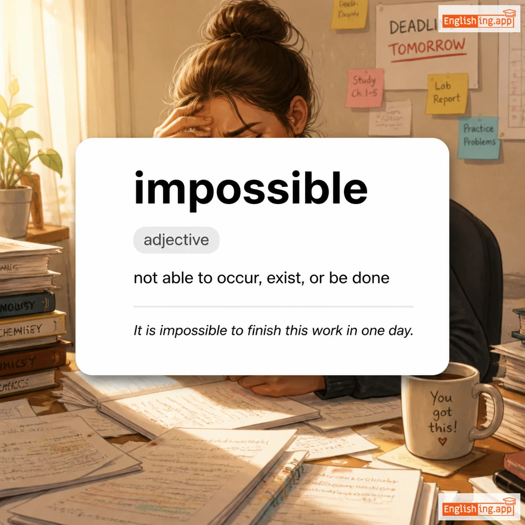impossible definition card — visual illustration of the meaning