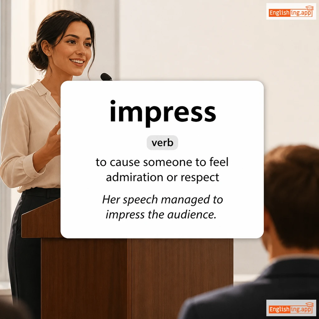 impress definition card — visual illustration of the meaning