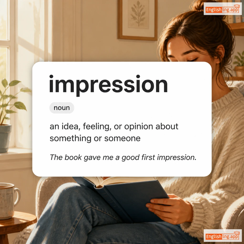 impression definition card — visual illustration of the meaning