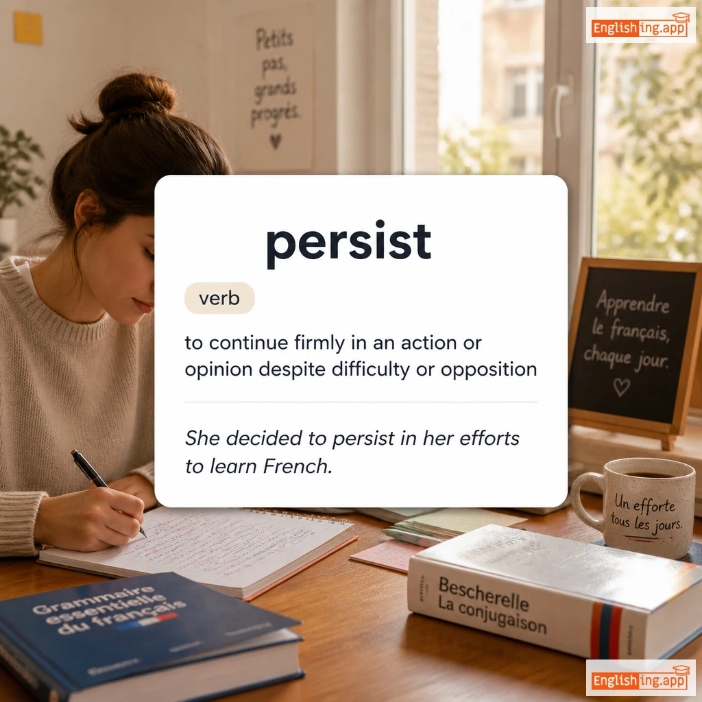 persist definition card — visual illustration of the meaning