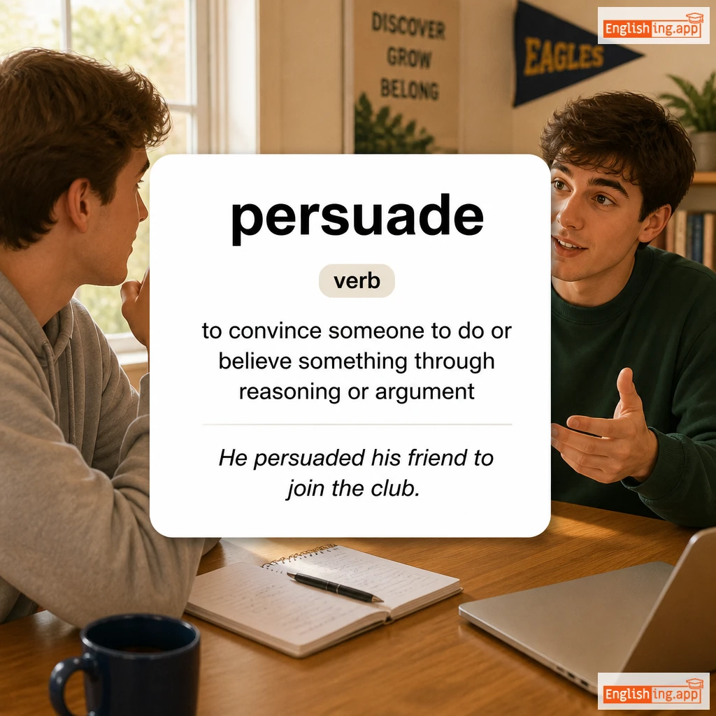 persuade definition card — visual illustration of the meaning