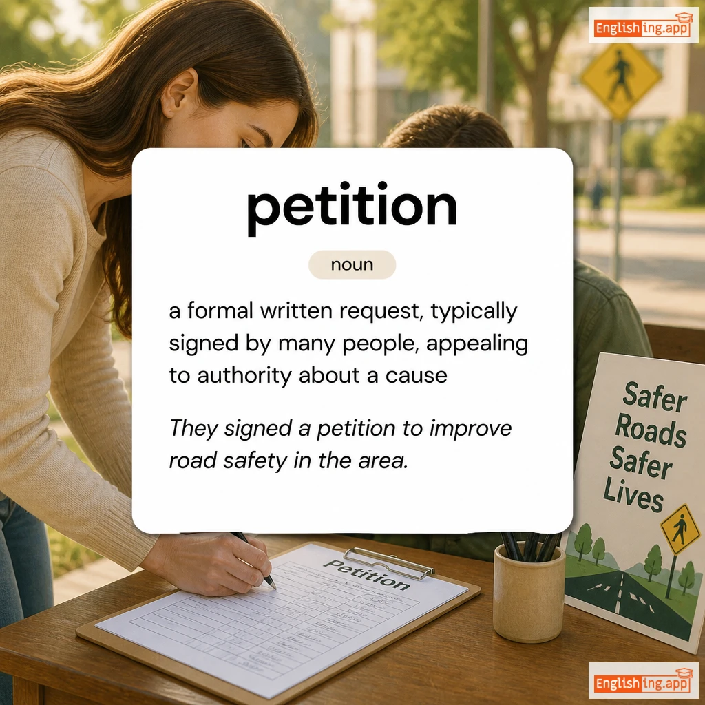petition definition card — visual illustration of the meaning