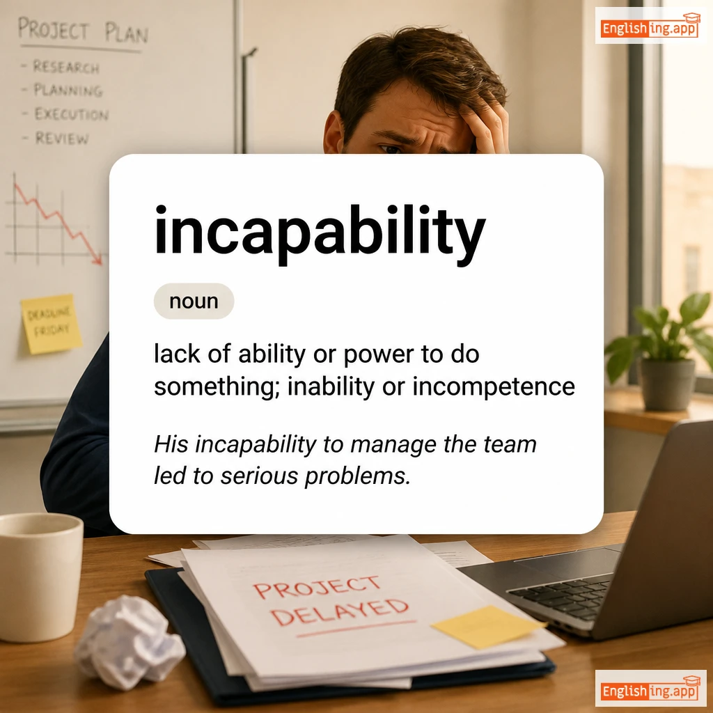 incapability definition card — visual illustration of the meaning