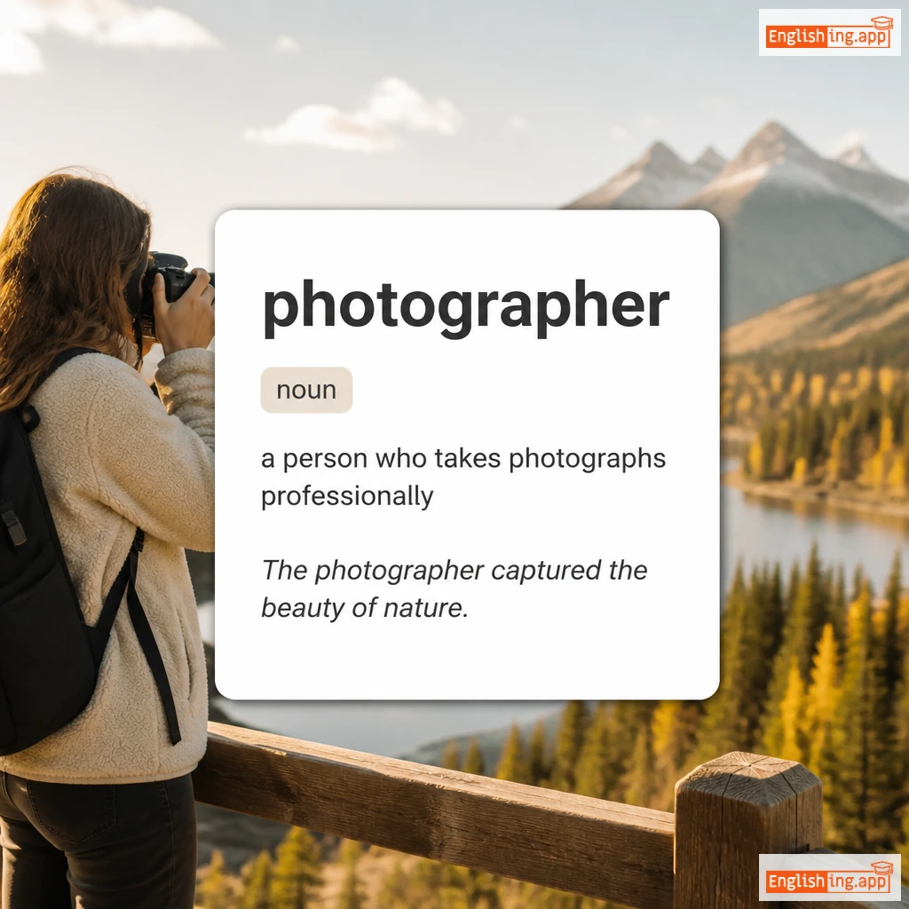 photographer definition card — visual illustration of the meaning