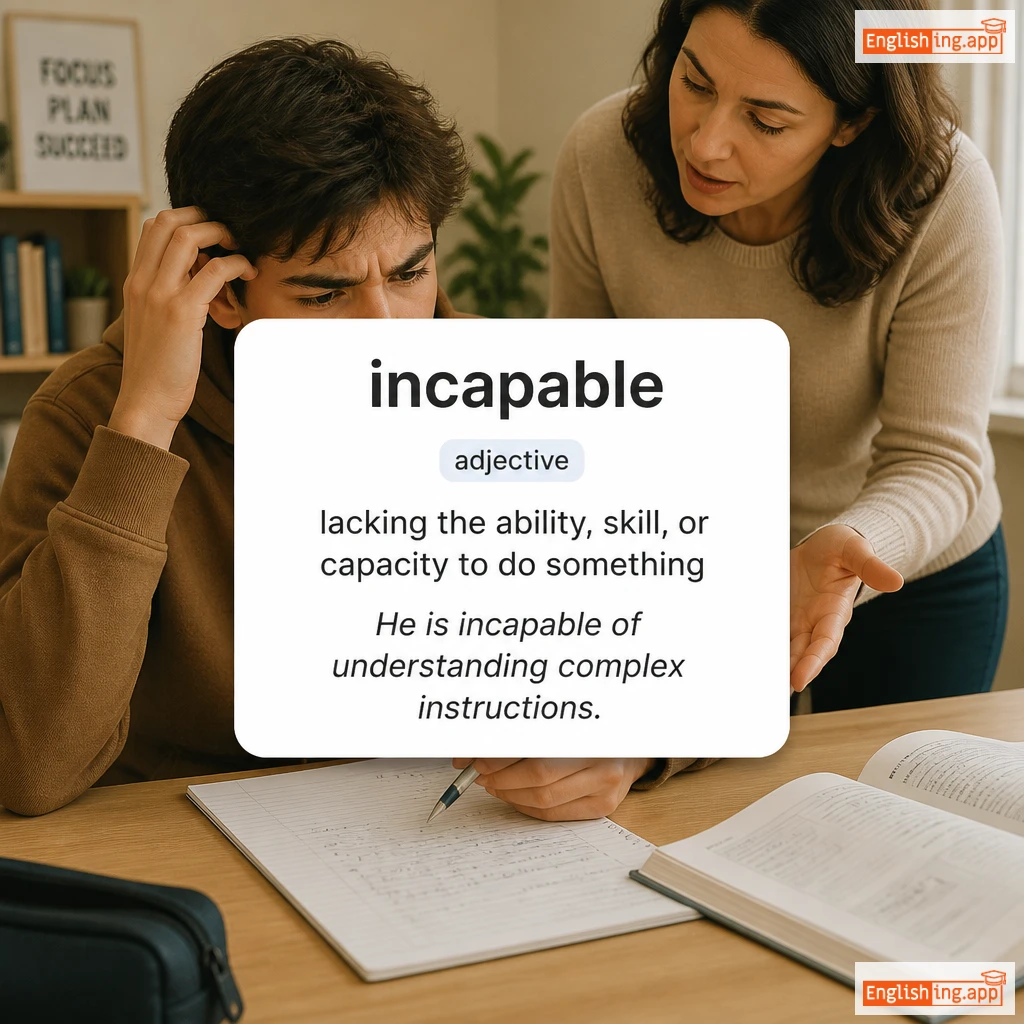 incapable definition card — visual illustration of the meaning