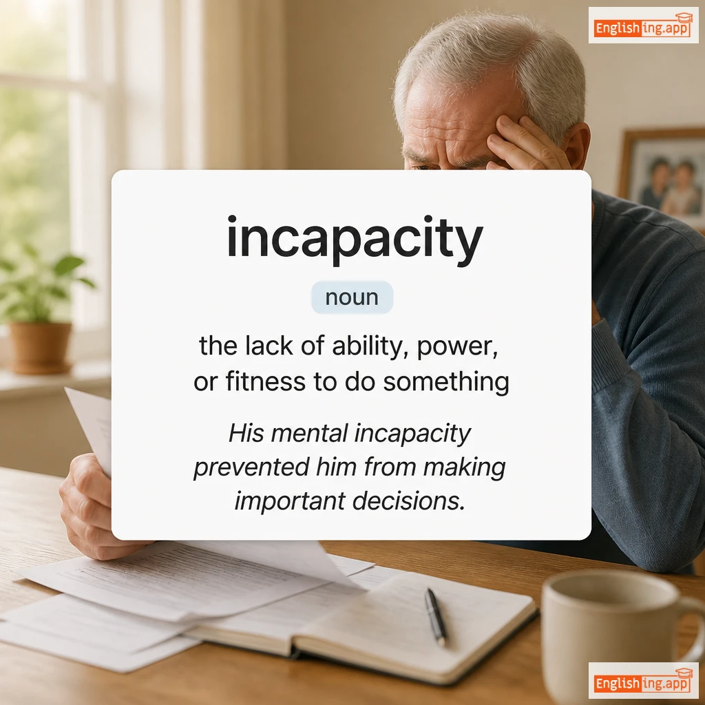 incapacity definition card — visual illustration of the meaning