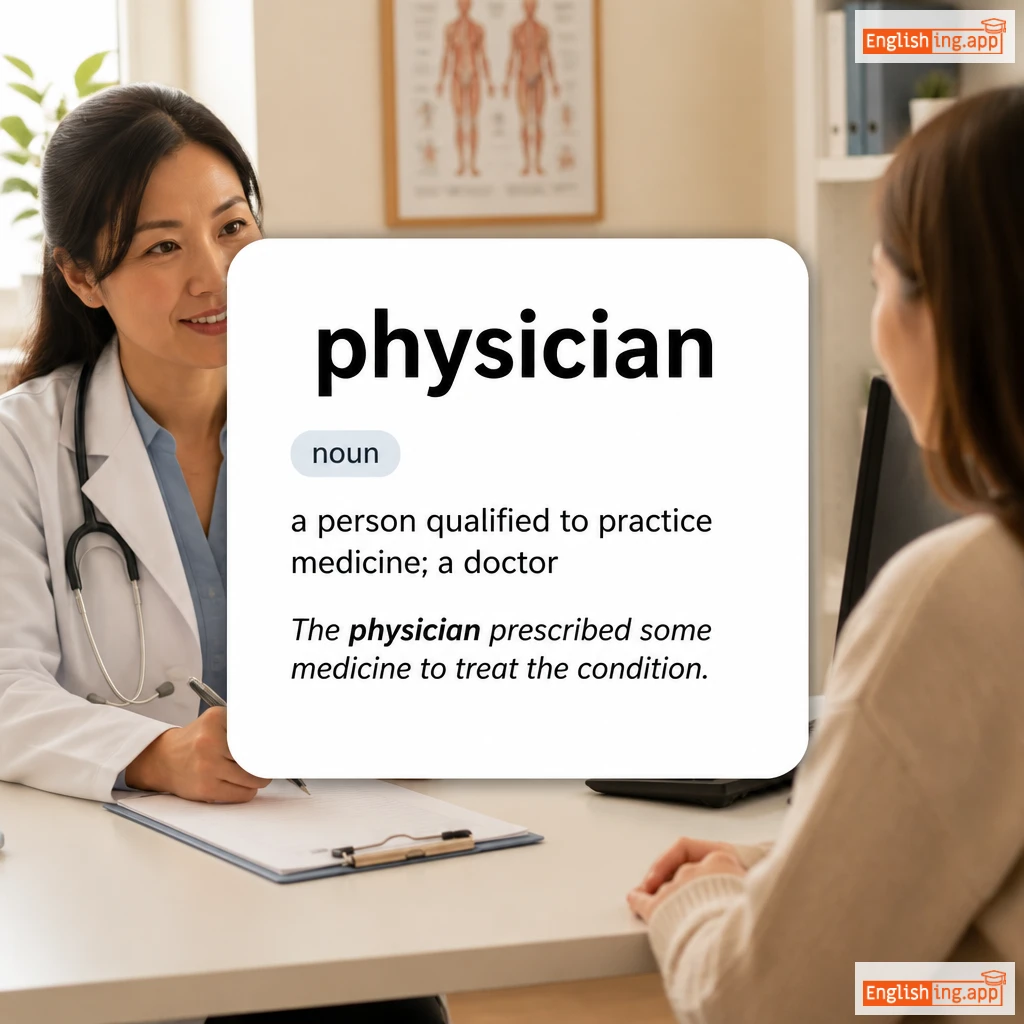 physician definition card — visual illustration of the meaning