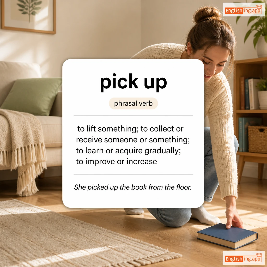 pick up definition card — visual illustration of the meaning
