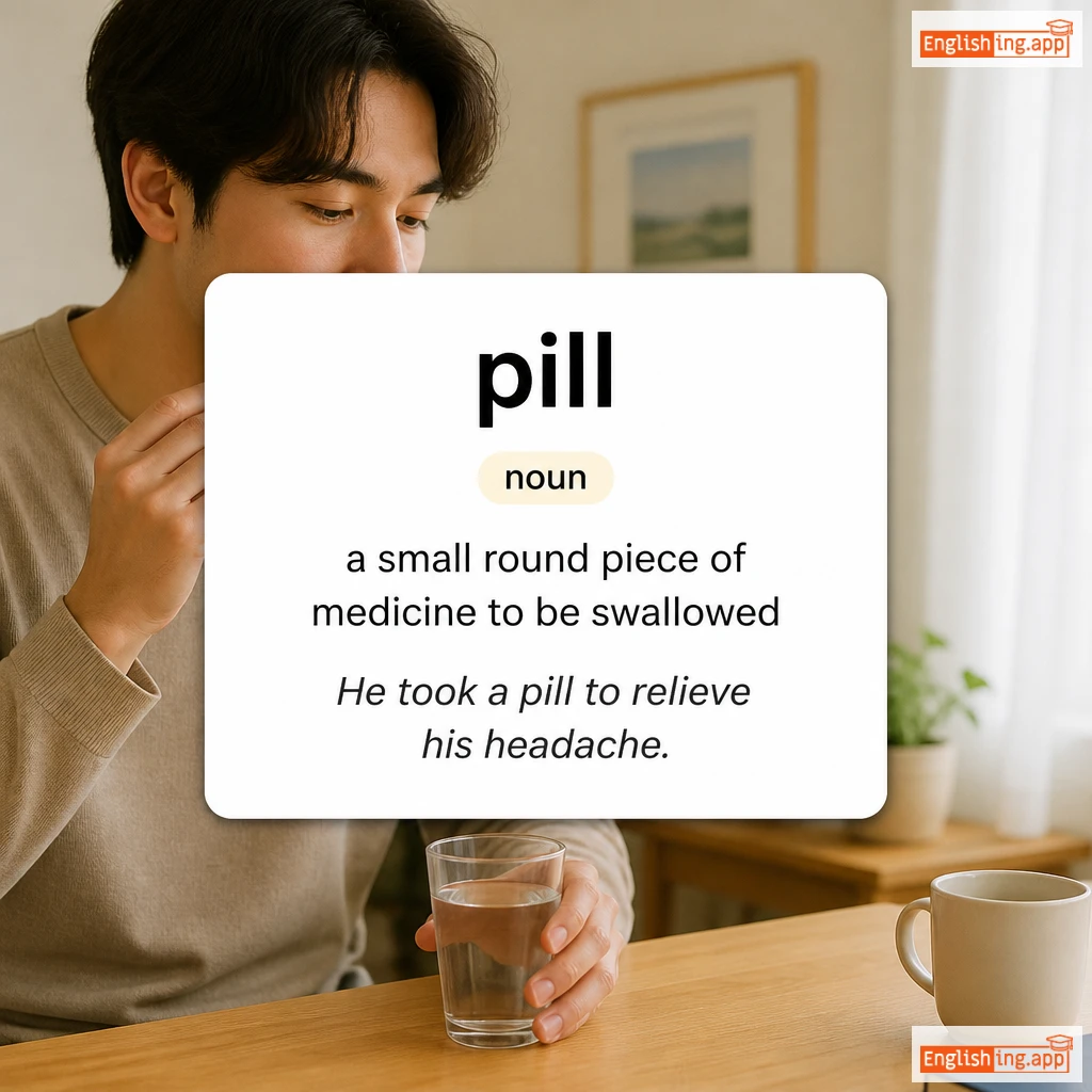 pill definition card — visual illustration of the meaning