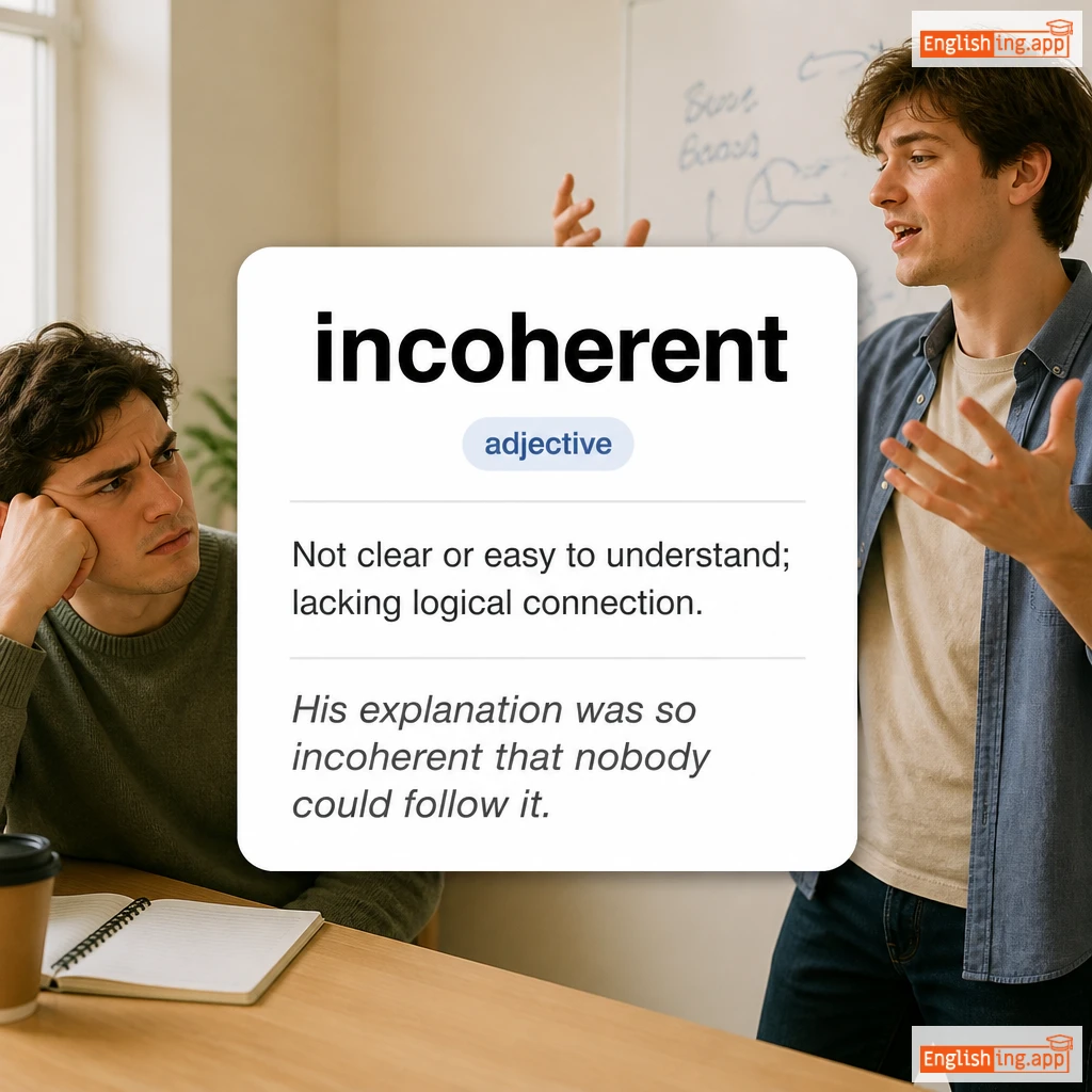 incoherent definition card — visual illustration of the meaning