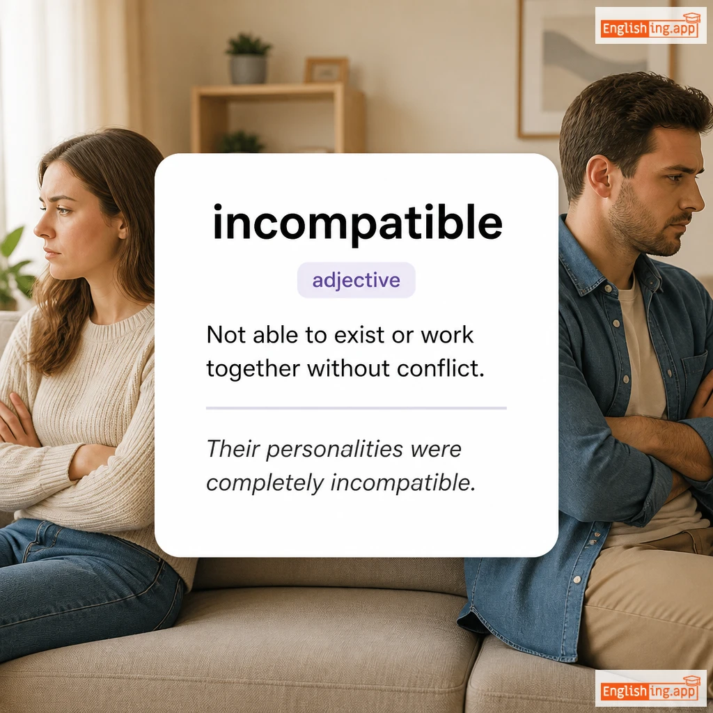 incompatible definition card — visual illustration of the meaning