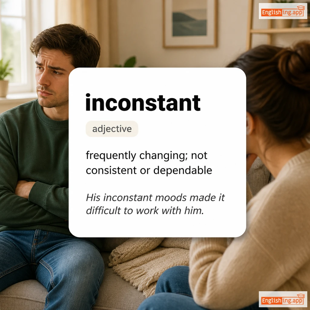 inconstant definition card — visual illustration of the meaning