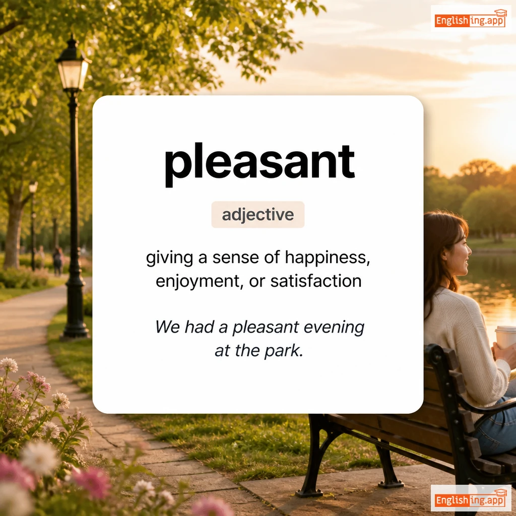 pleasant definition card — visual illustration of the meaning