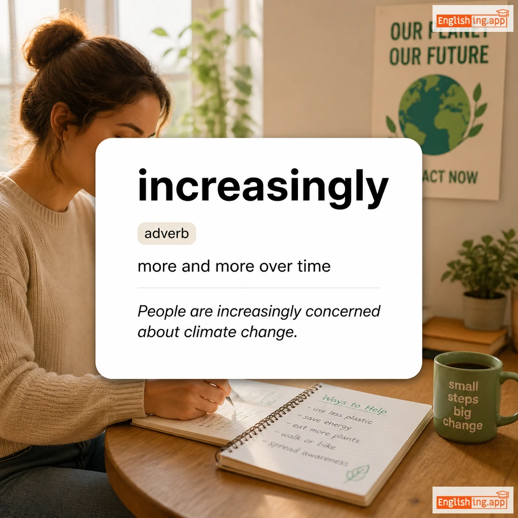 increasingly definition card — visual illustration of the meaning
