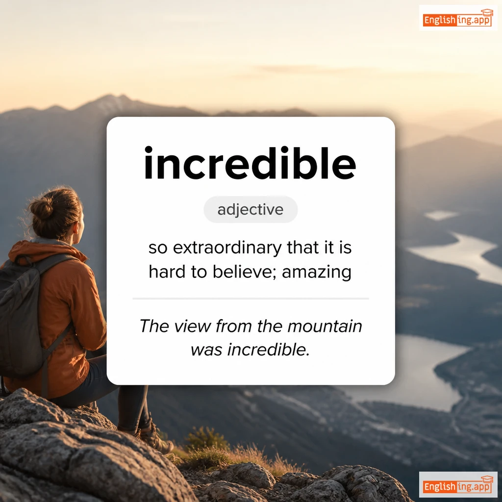incredible definition card — visual illustration of the meaning