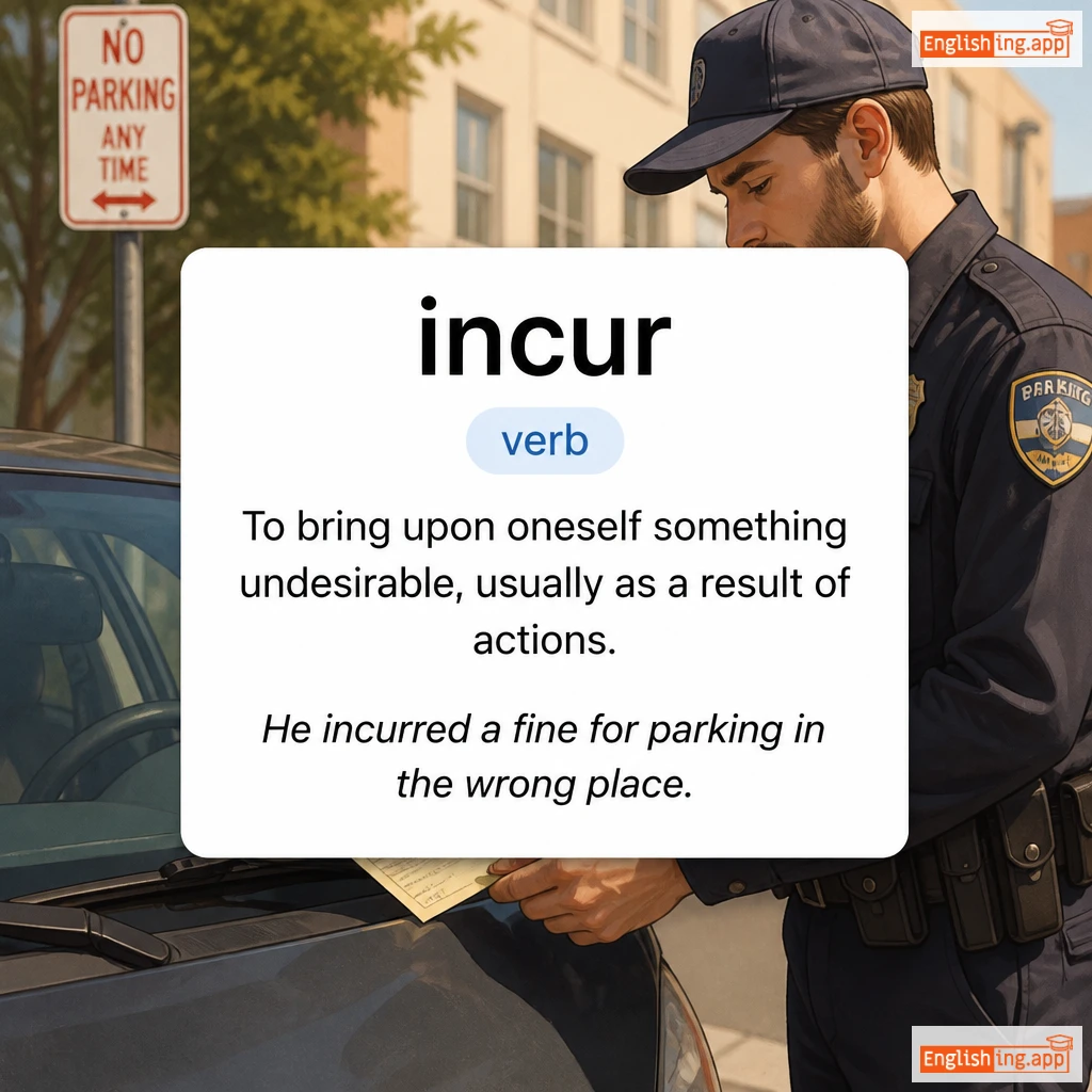incur definition card — visual illustration of the meaning