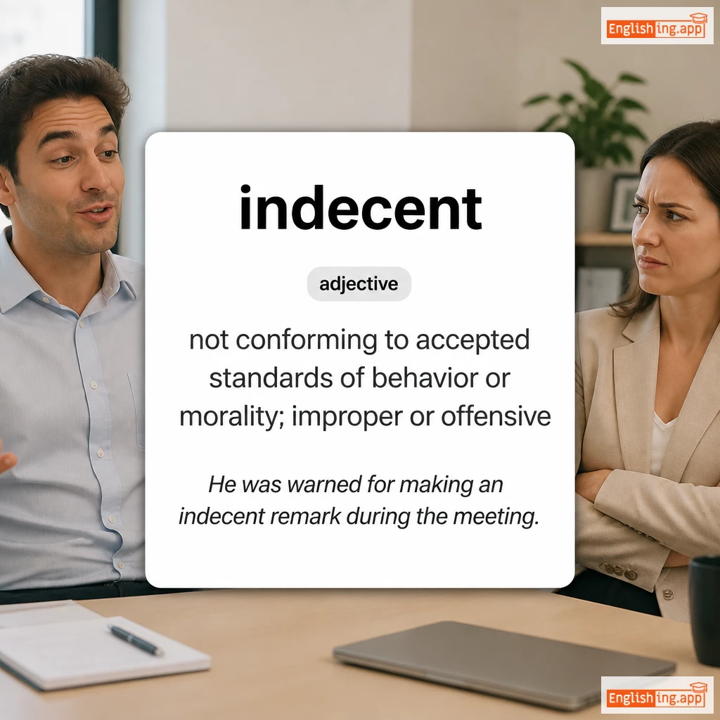indecent definition card — visual illustration of the meaning
