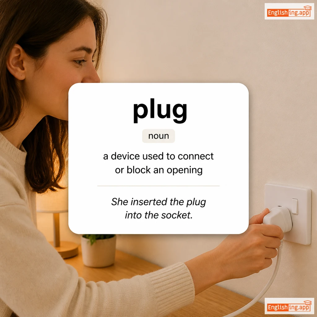 plug definition card — visual illustration of the meaning