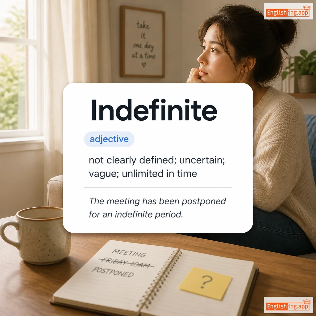 Indefinite definition card — visual illustration of the meaning