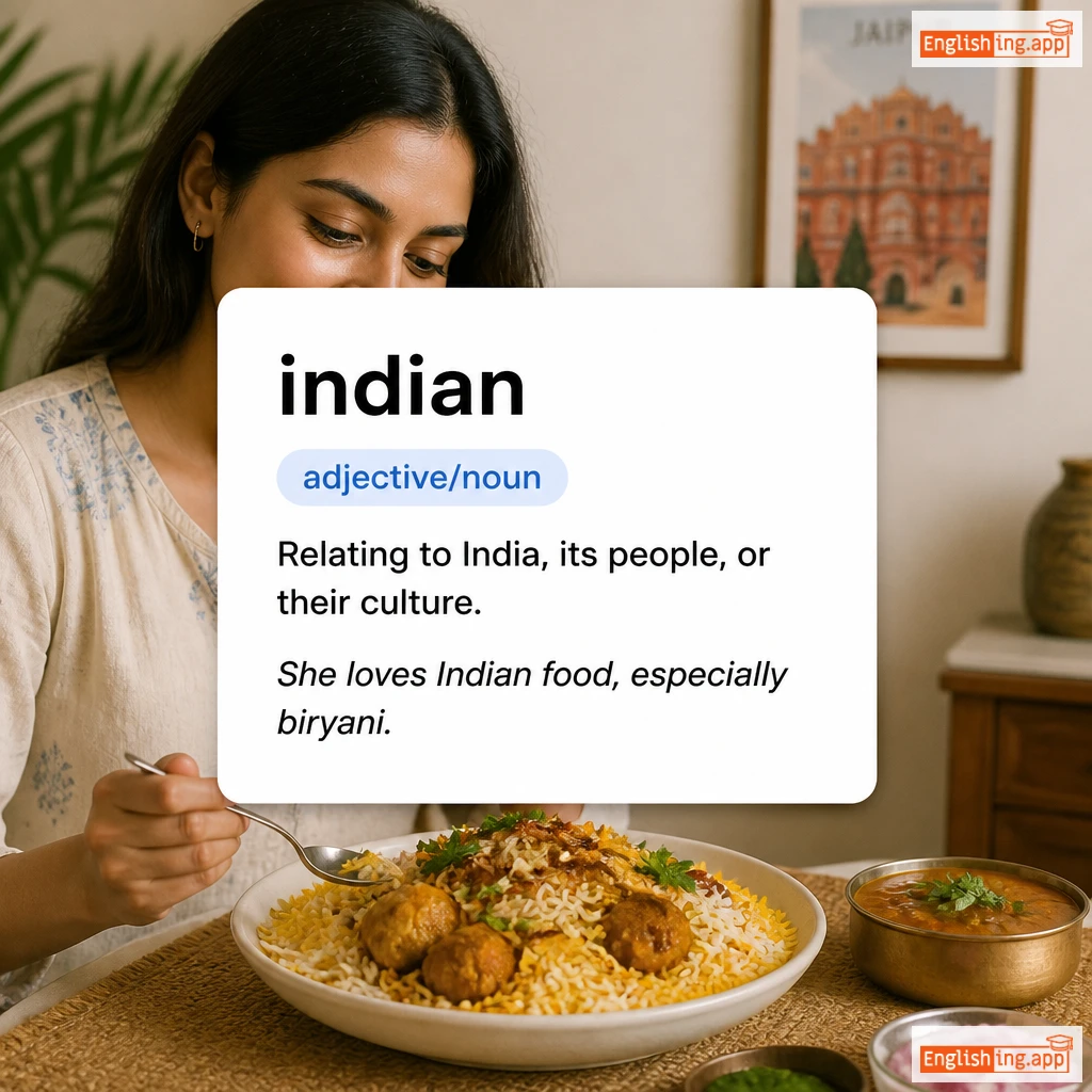 indian definition card — visual illustration of the meaning