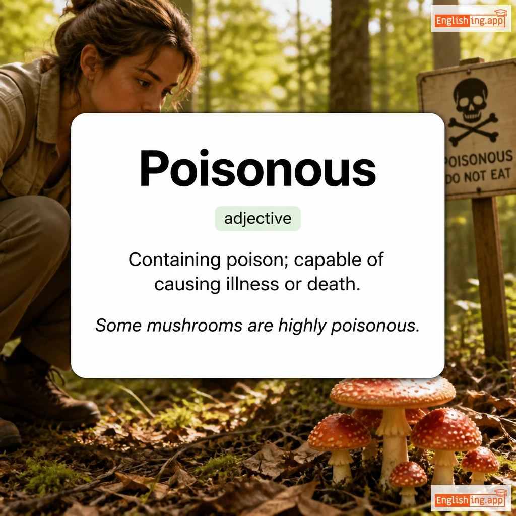 Poisonous definition card — visual illustration of the meaning