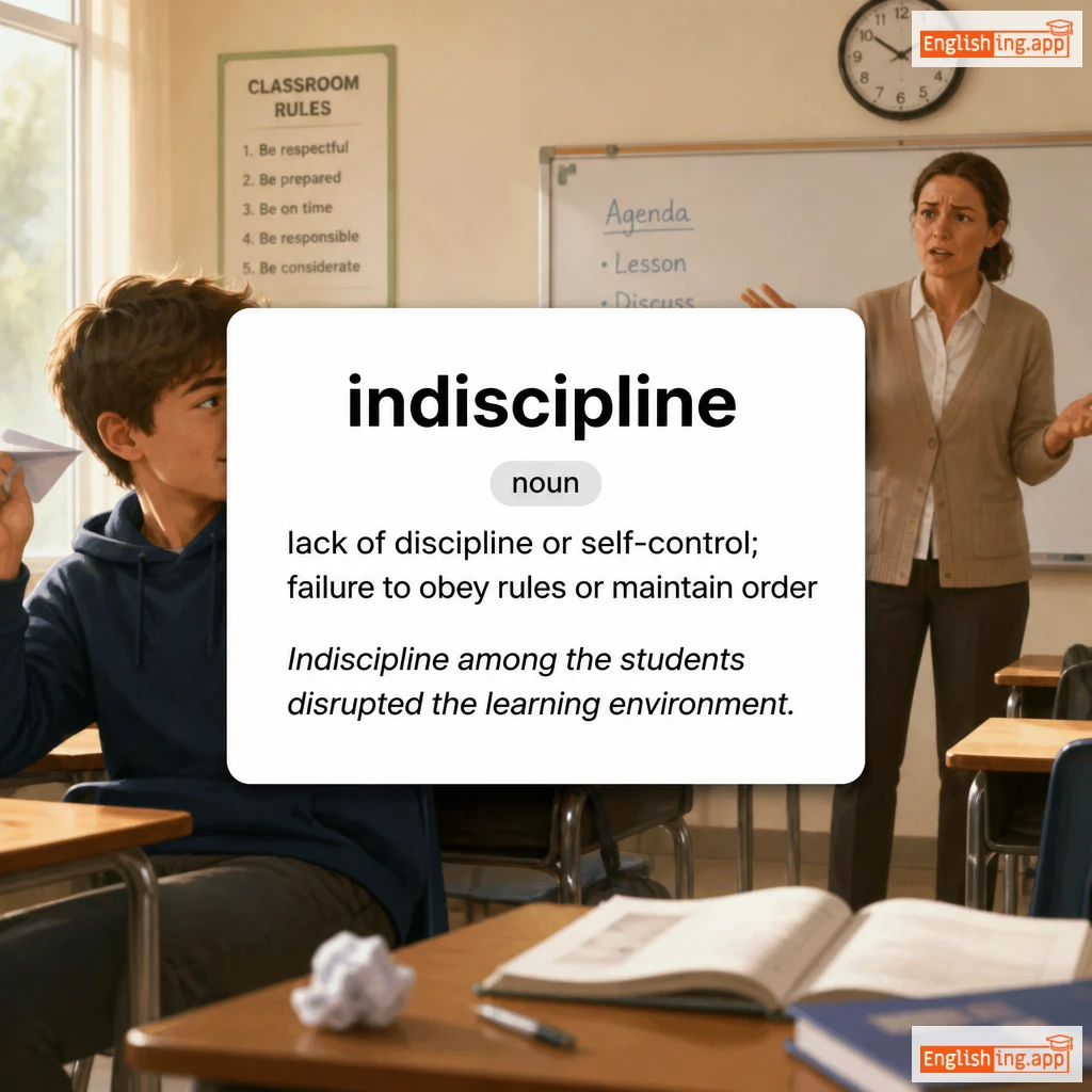 indiscipline definition card — visual illustration of the meaning