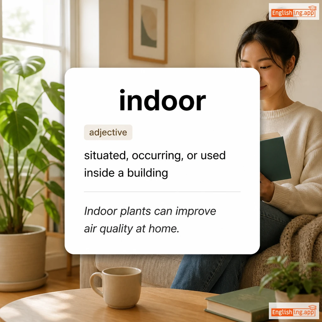 indoor definition card — visual illustration of the meaning