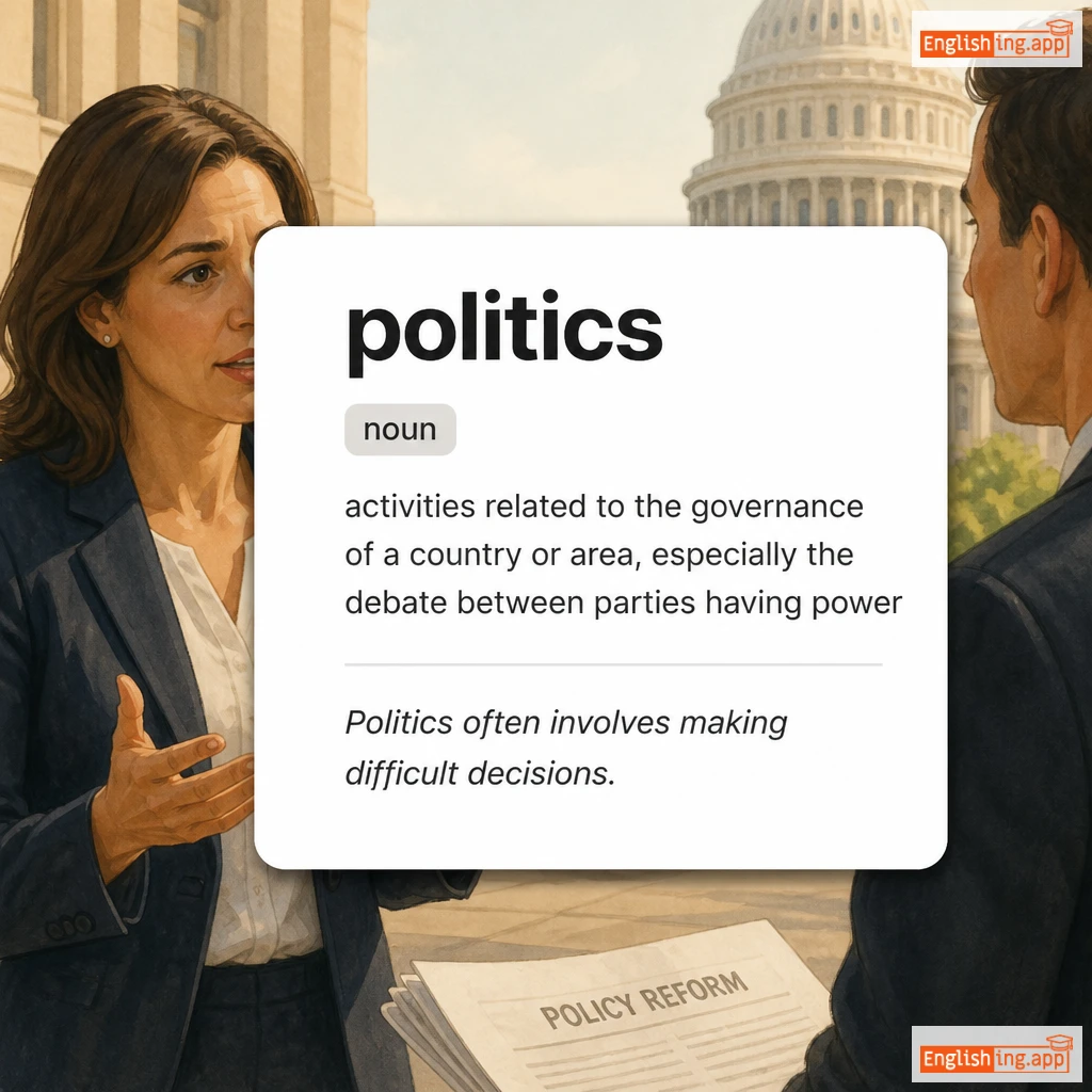 politics definition card — visual illustration of the meaning