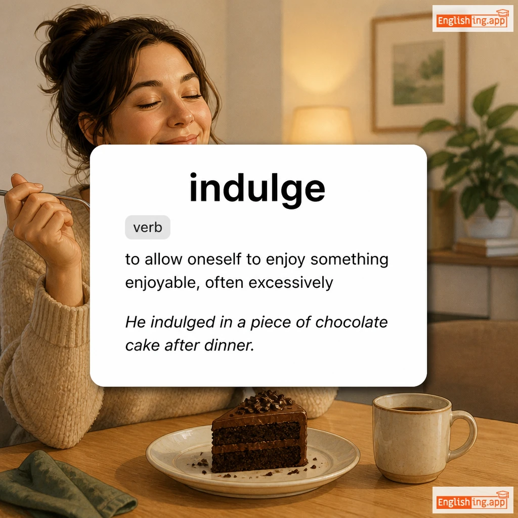 indulge definition card — visual illustration of the meaning