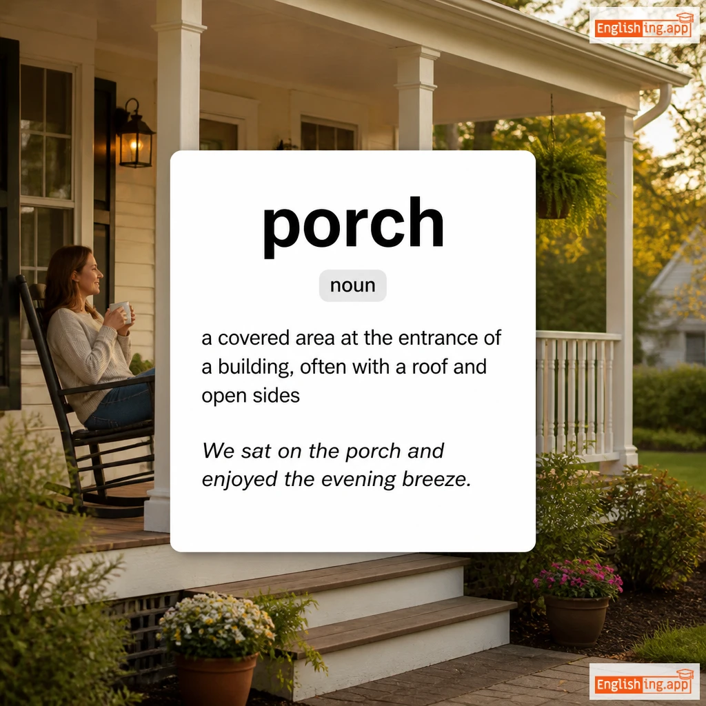 porch definition card — visual illustration of the meaning