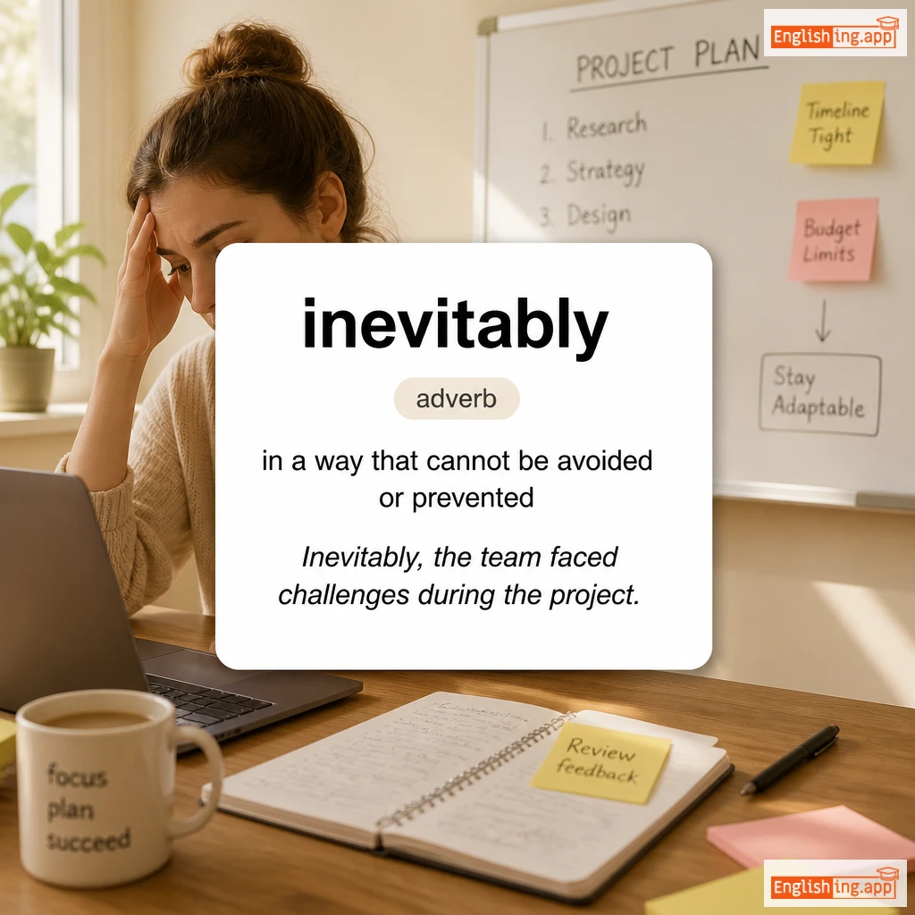 inevitably definition card — visual illustration of the meaning