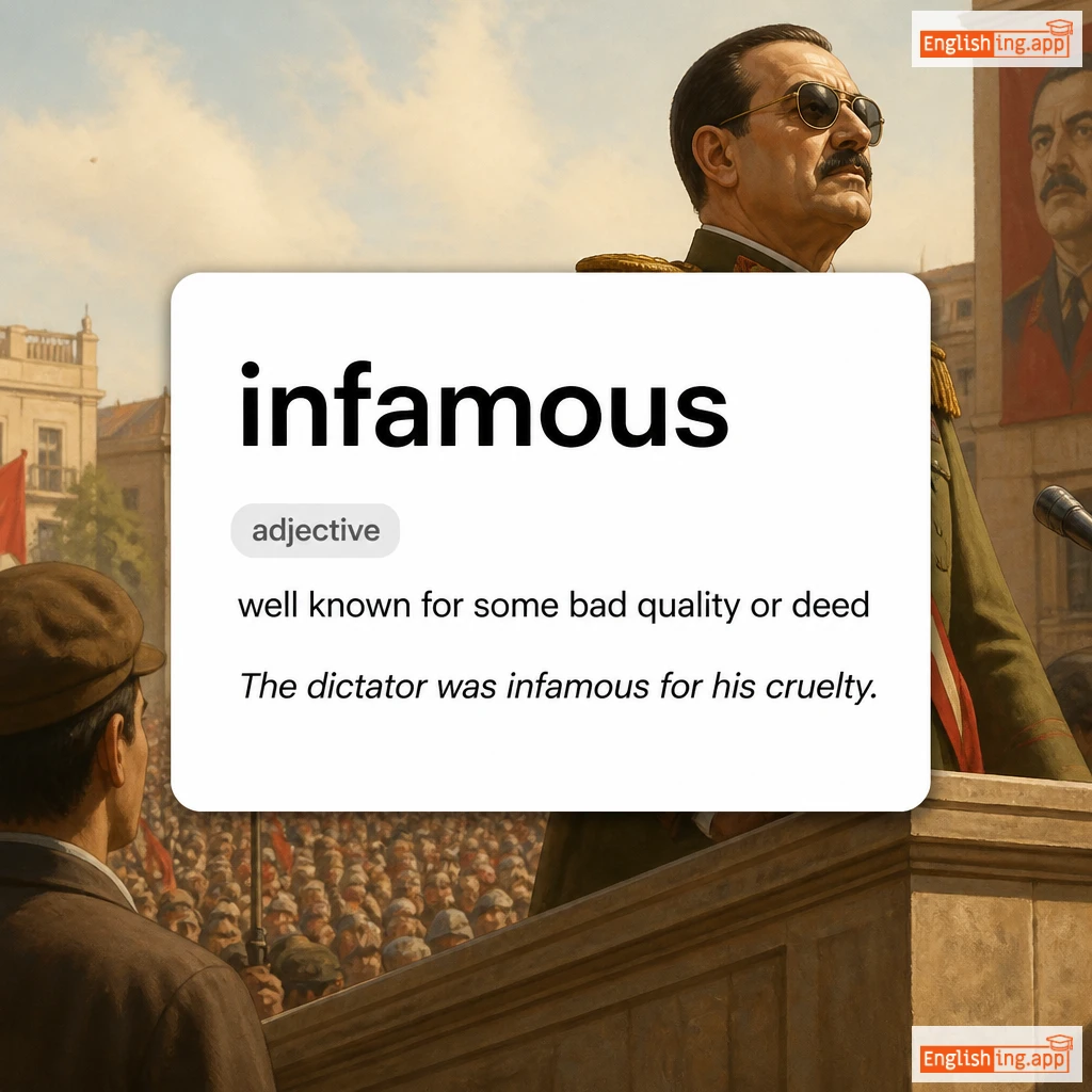 infamous definition card — visual illustration of the meaning
