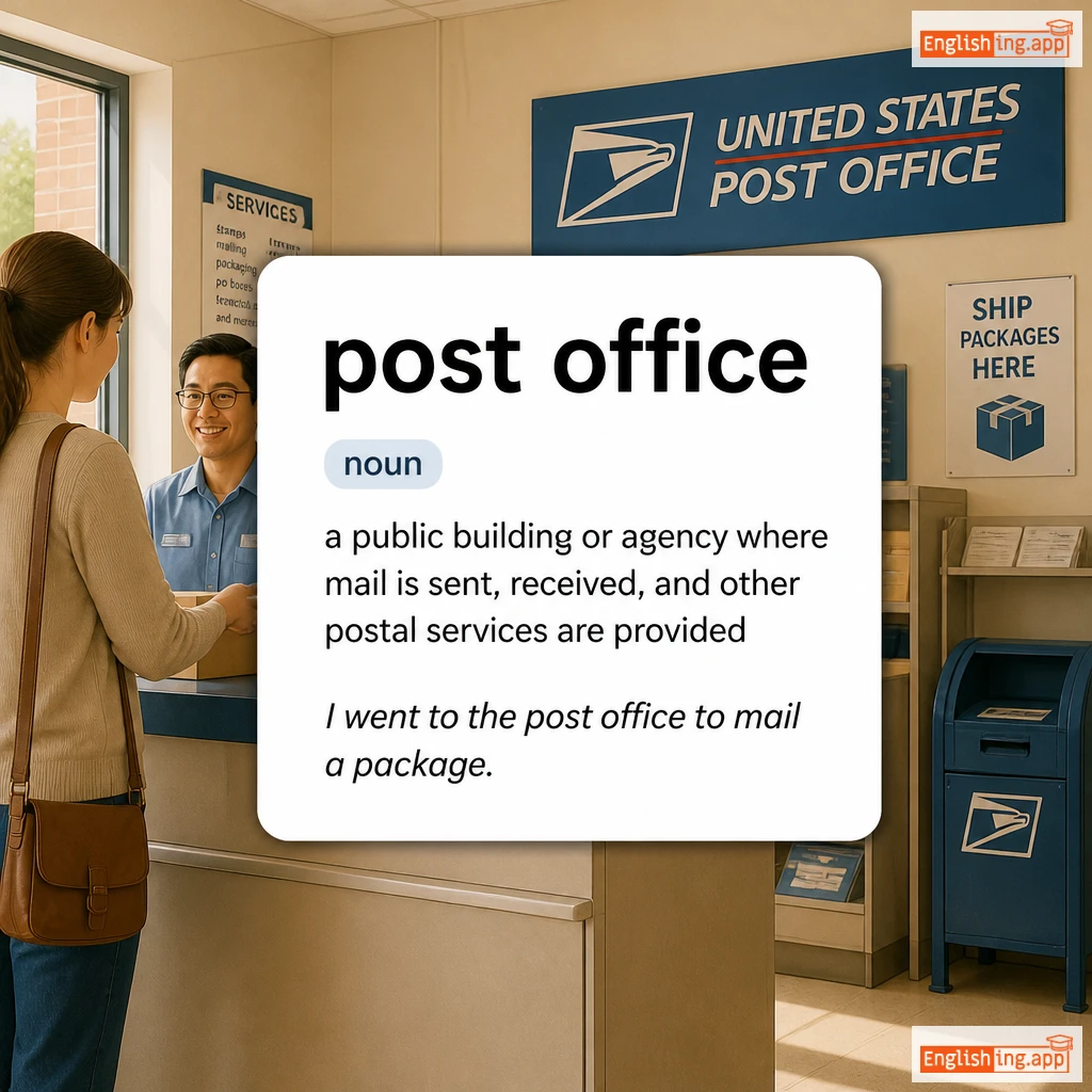 post office definition card — visual illustration of the meaning