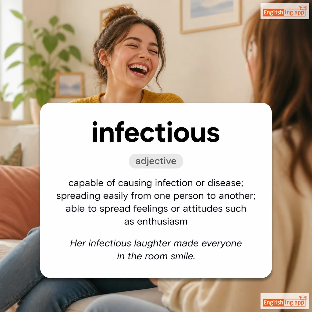 infectious definition card — visual illustration of the meaning