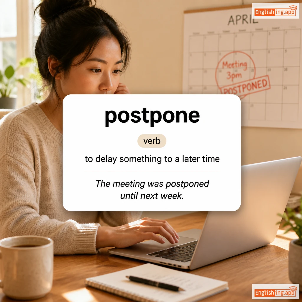 postpone definition card — visual illustration of the meaning