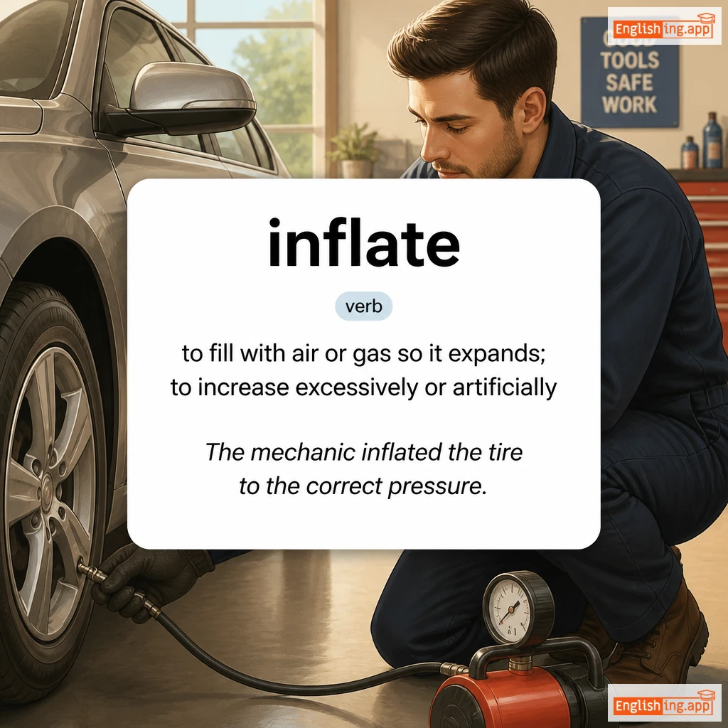 inflate definition card — visual illustration of the meaning
