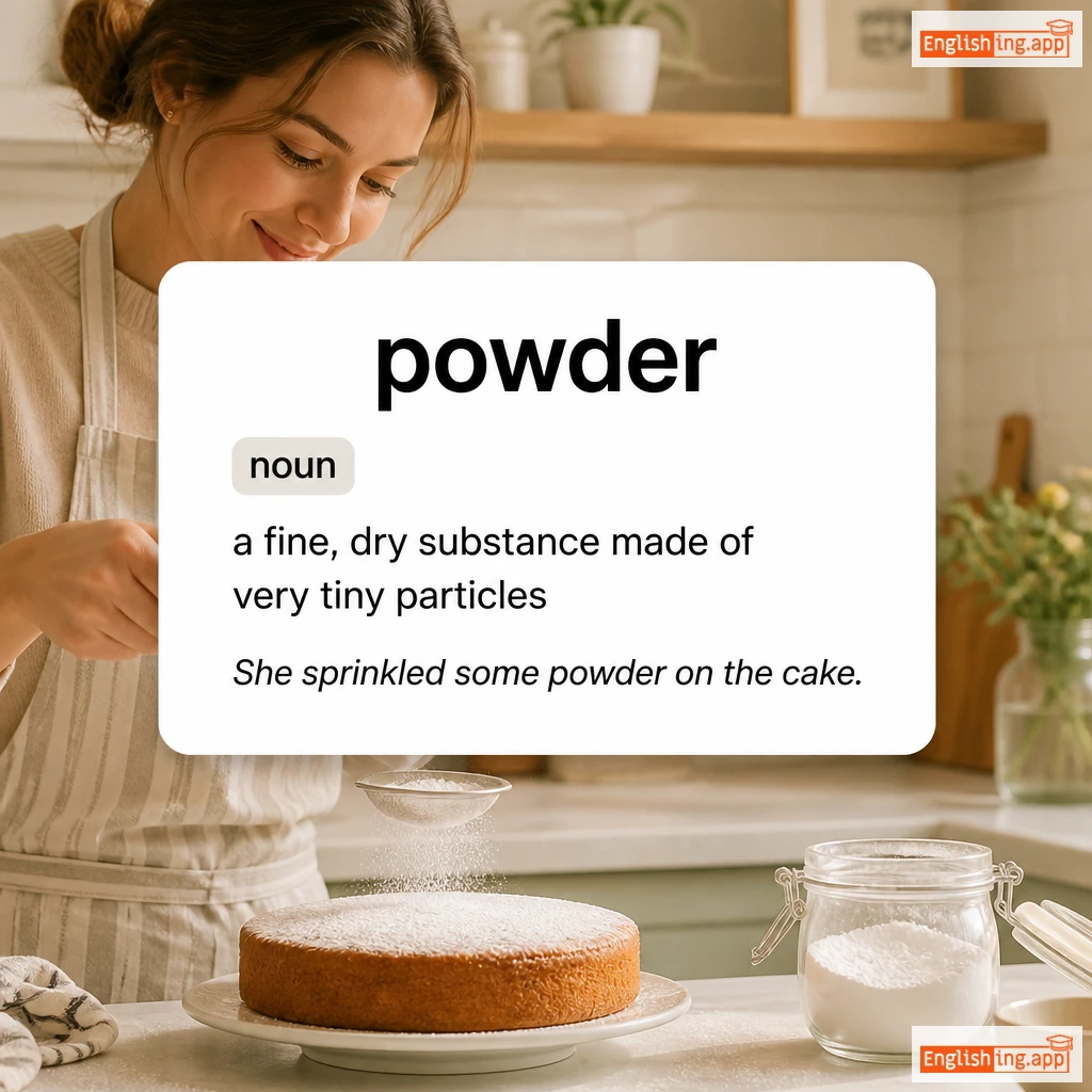 powder definition card — visual illustration of the meaning