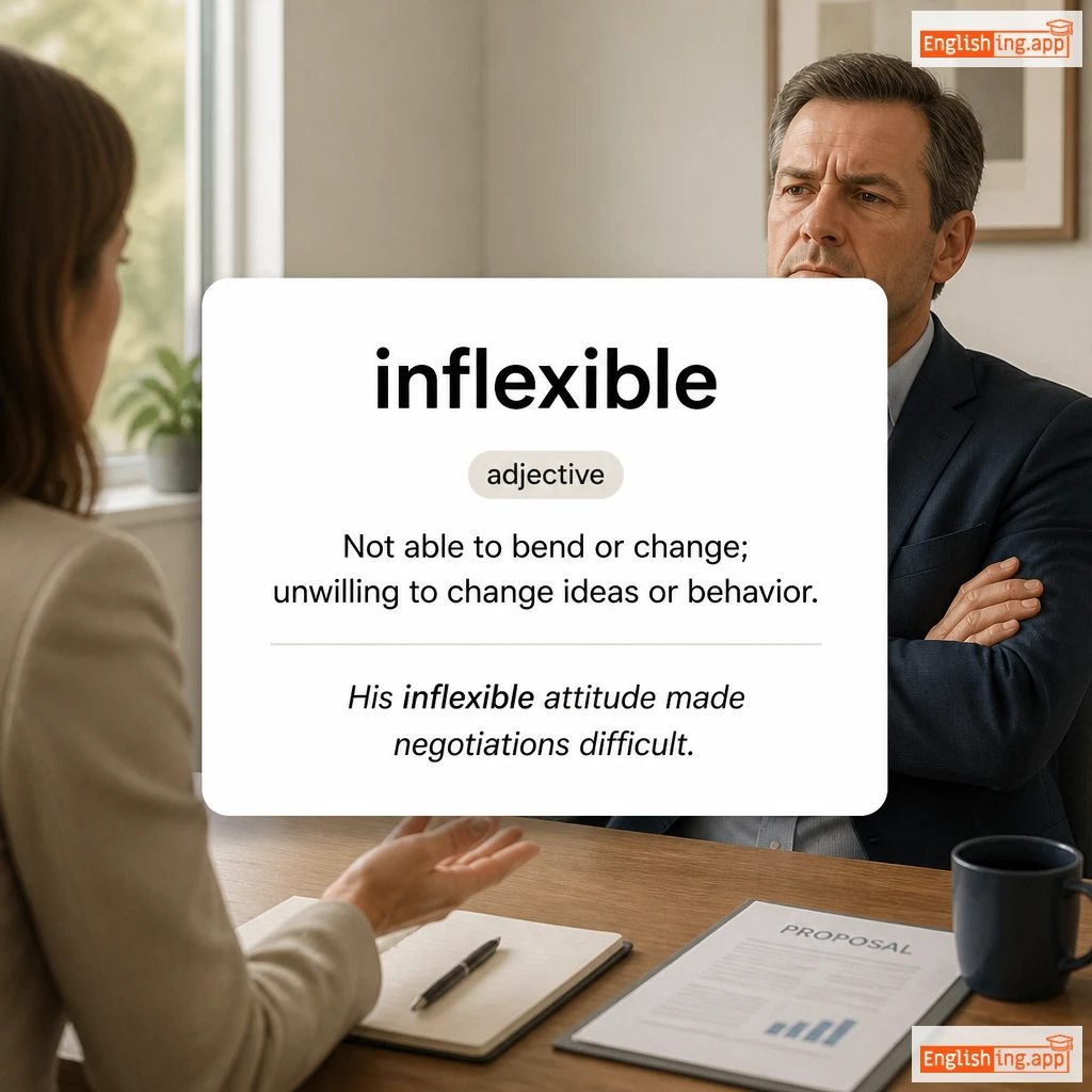 inflexible definition card — visual illustration of the meaning