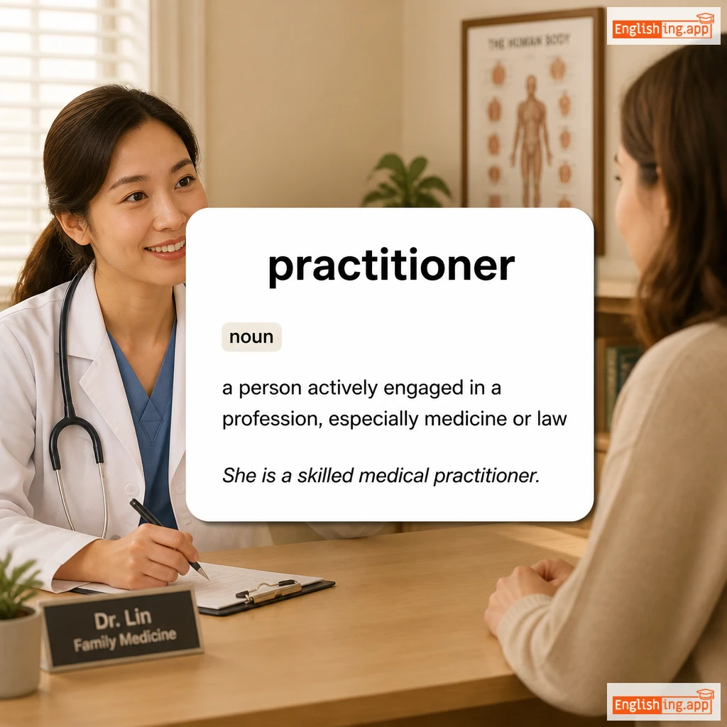 practitioner definition card — visual illustration of the meaning