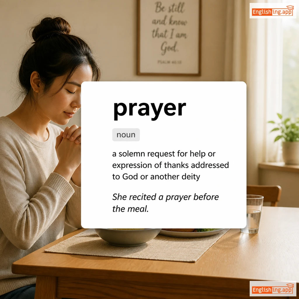 prayer definition card — visual illustration of the meaning