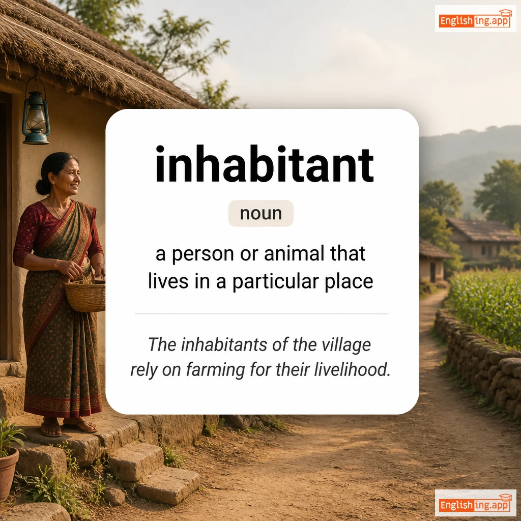 inhabitant definition card — visual illustration of the meaning