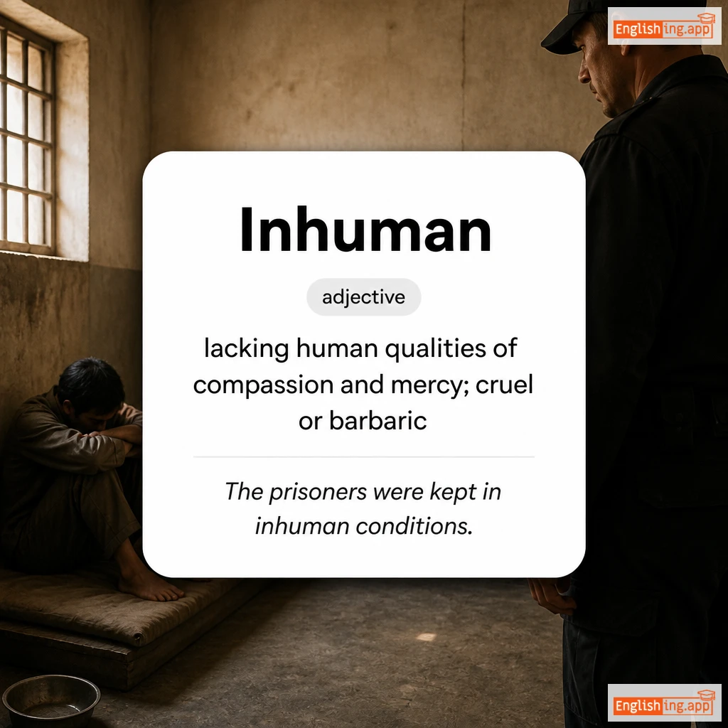 Inhuman definition card — visual illustration of the meaning