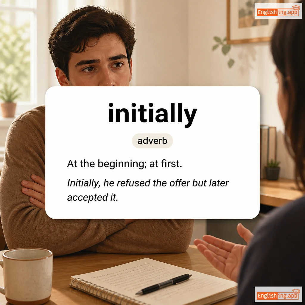 initially definition card — visual illustration of the meaning