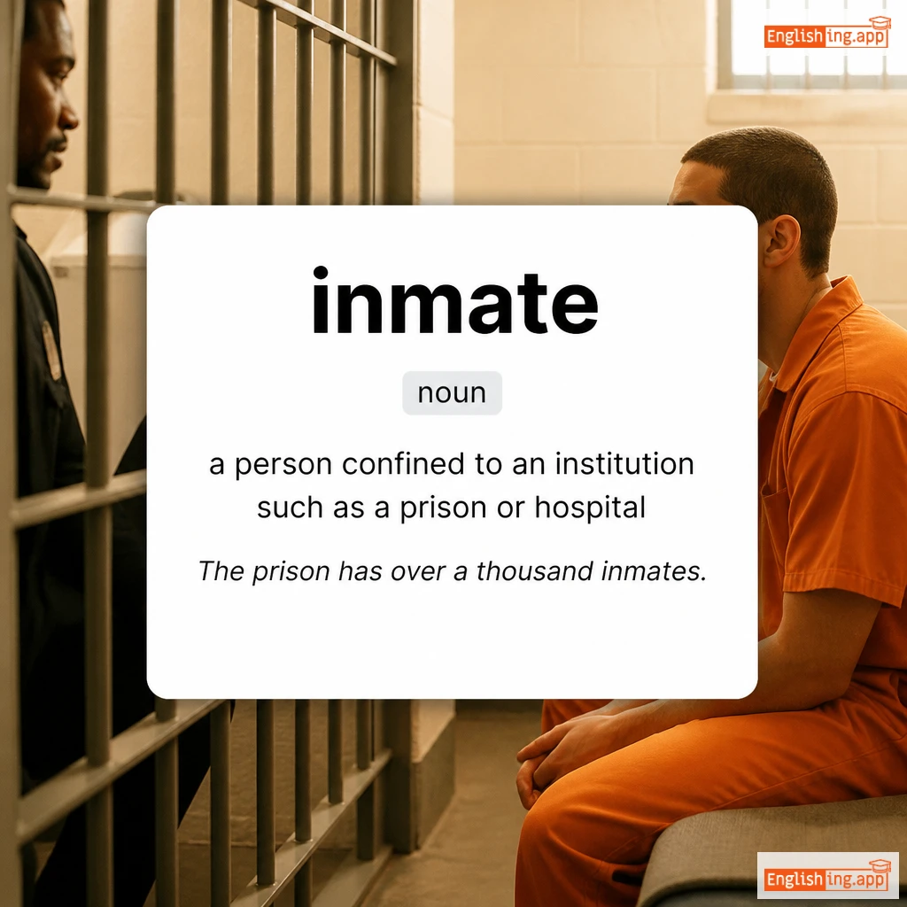 inmate definition card — visual illustration of the meaning