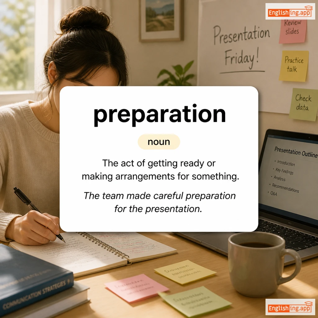 preparation definition card — visual illustration of the meaning