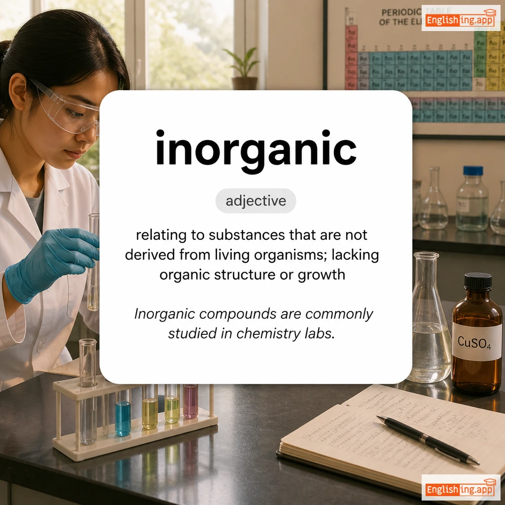 inorganic definition card — visual illustration of the meaning