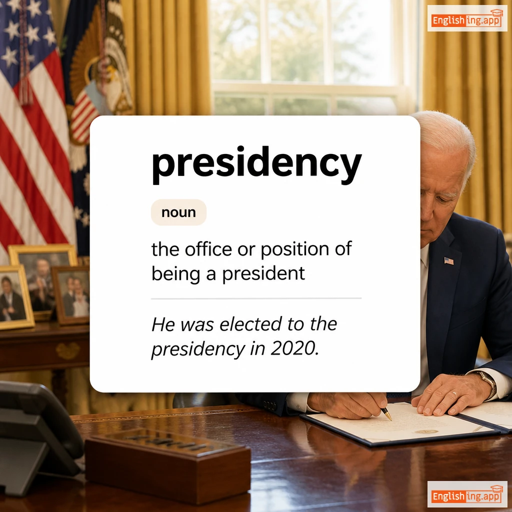 presidency definition card — visual illustration of the meaning