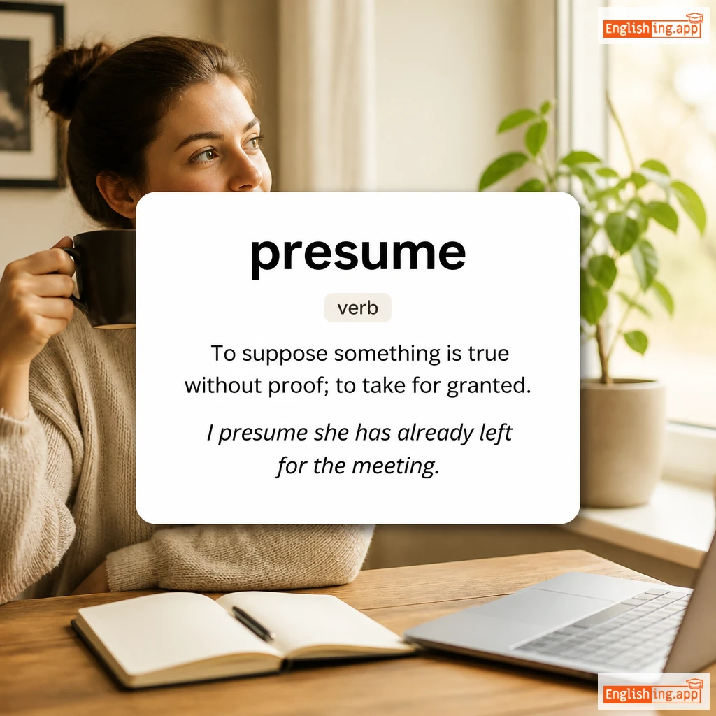 presume definition card — visual illustration of the meaning